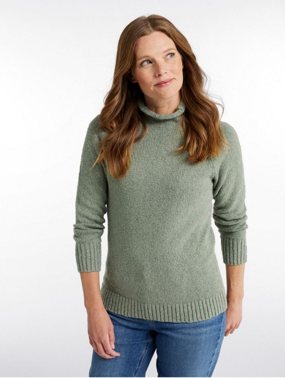 Women's Cotton Ragg Sweater, Funnelneck Pullover, Xl